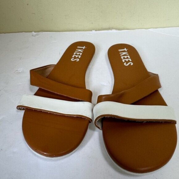 TKEES NEW Kat Strap Leather Sandals Flats Comfort Slides Mules Minimal Neutral 7 - Picture 2 of 13